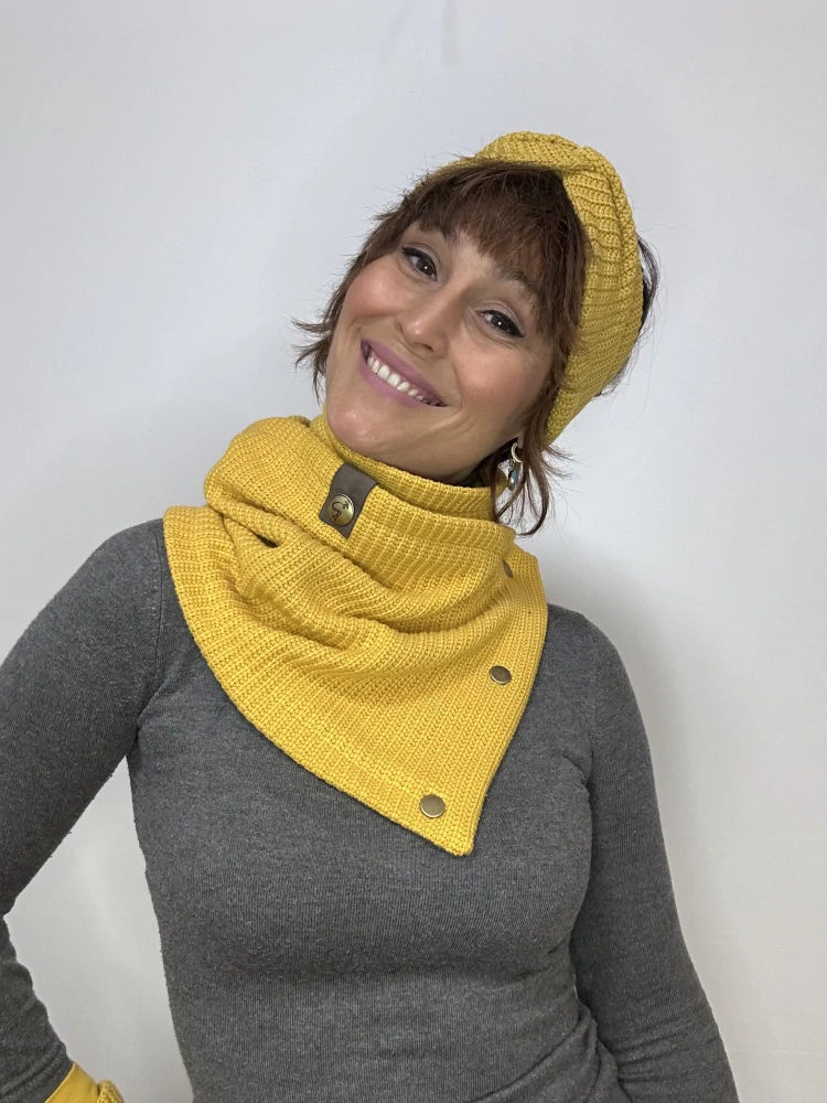 Boho pletená šála - Mustard