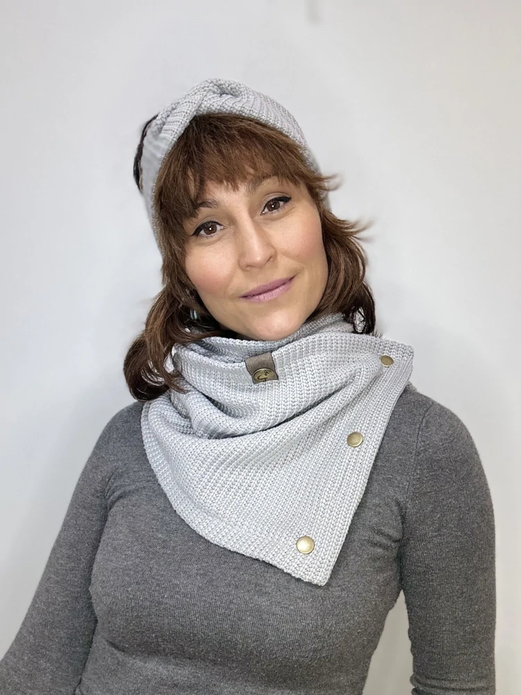 Boho pletená šála - Misty grey