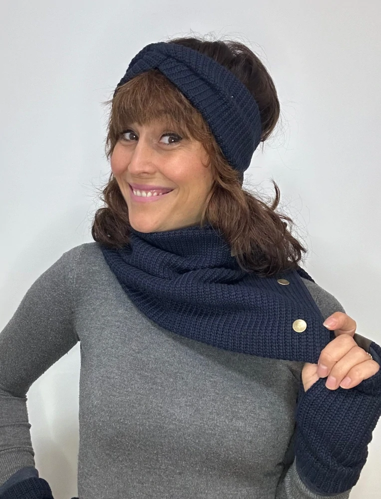Boho pletená šála - Blue twillight