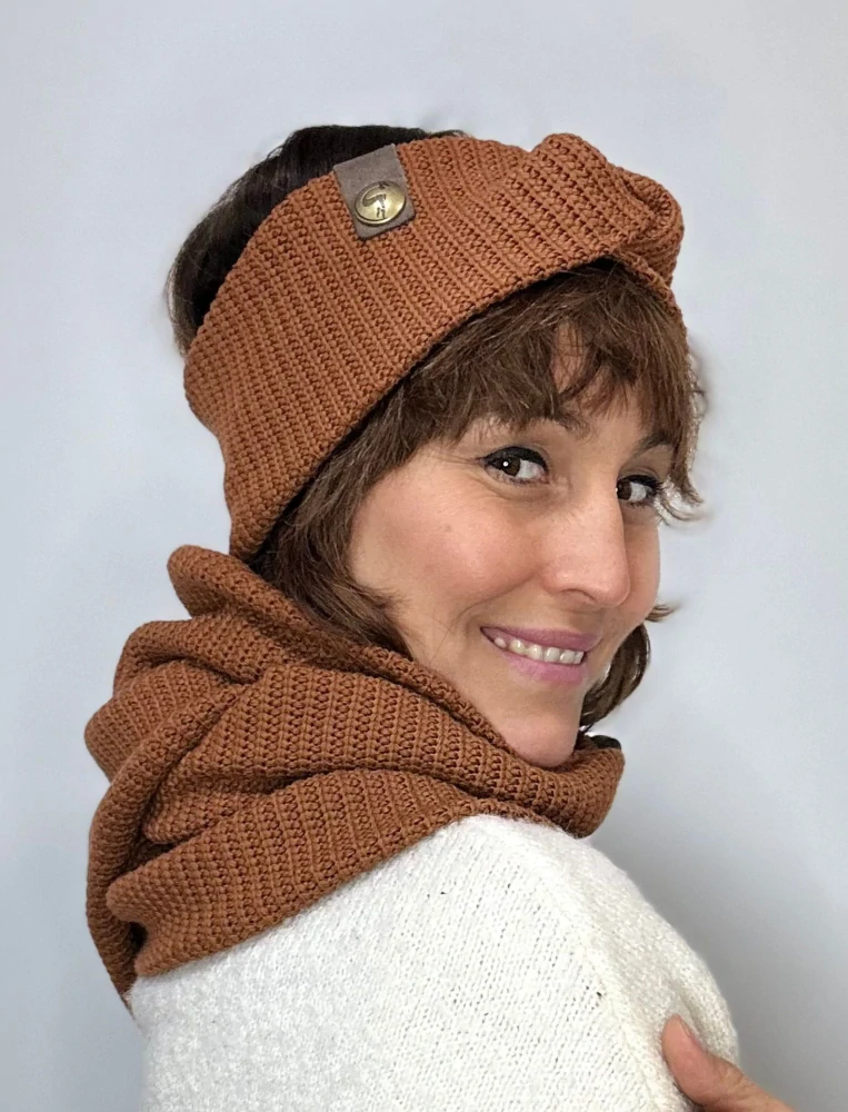 Boho pletená šála - Cognac
