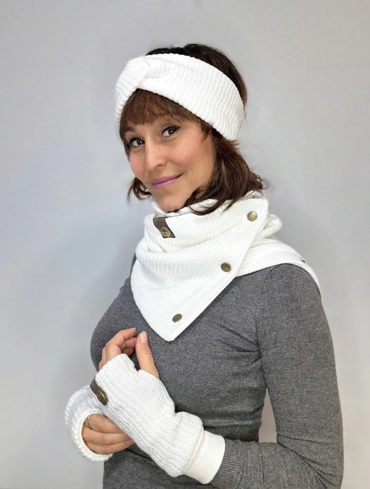Boho pletená šála - Snow white