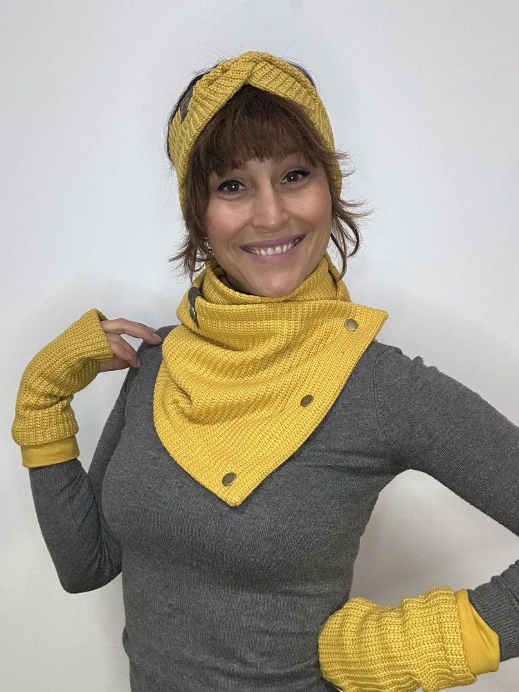Boho pletená šála - Mustard