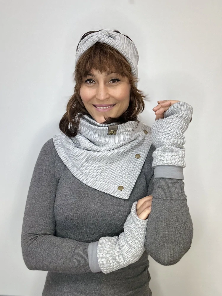 Boho pletená šála - Misty grey