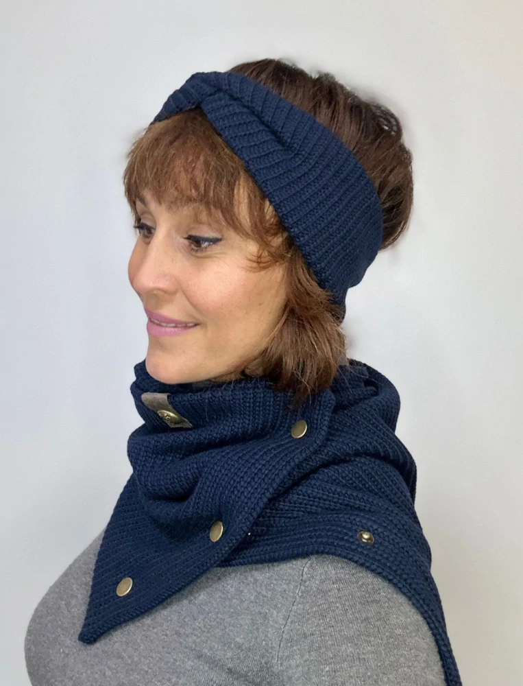 Boho pletená šála - Blue twillight