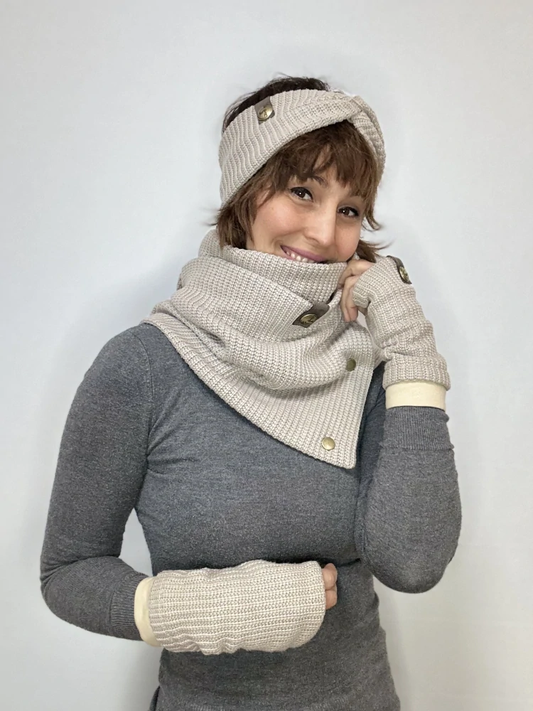 Boho pletená šála - Cappuccino