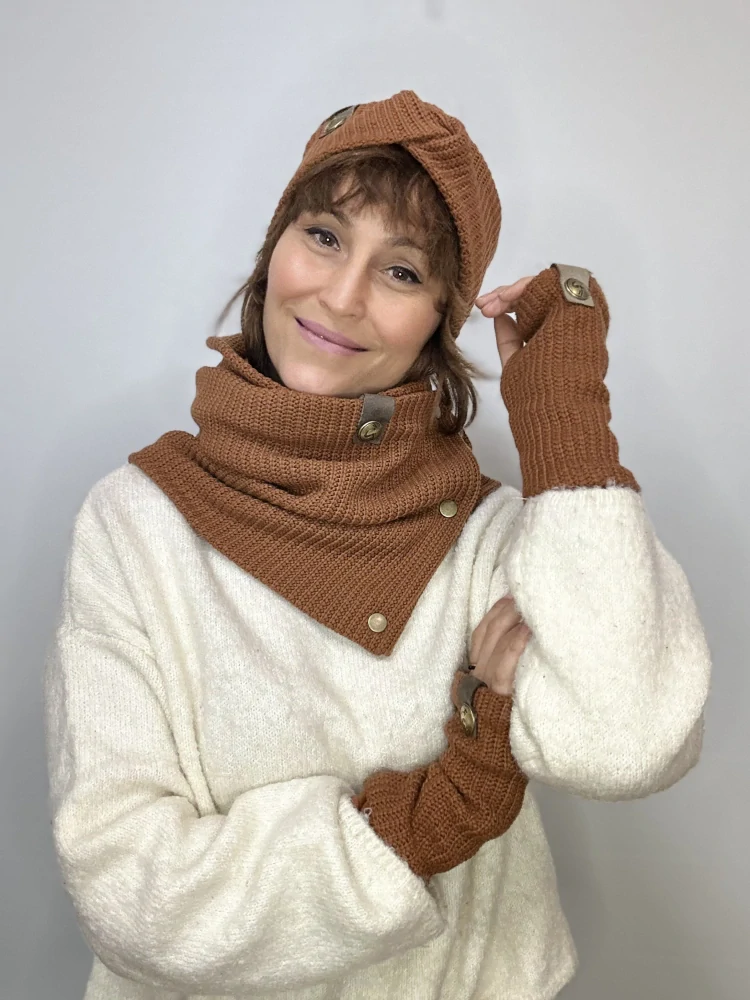 Boho pletený set - Cognac