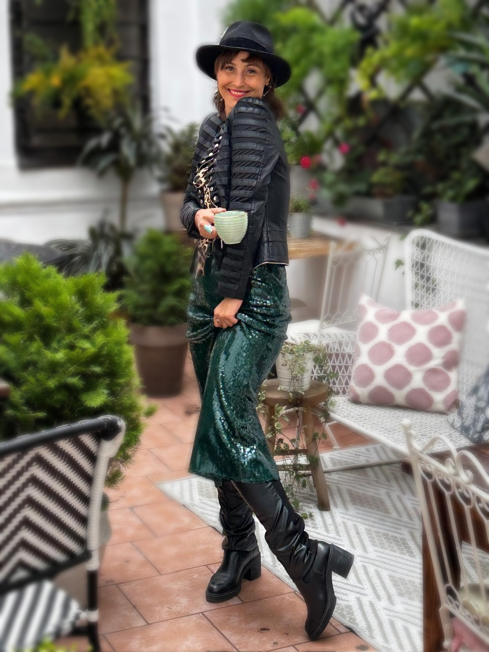 Combi - Elegantní pružné návleky z vegan kůže a semiše - Black leather