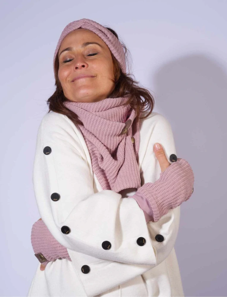 Boho pletená čelenka - Cotton candy