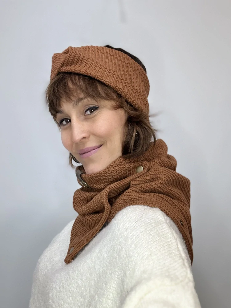 Boho pletená šála - Cognac