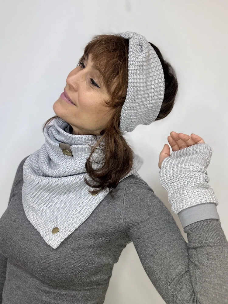 Boho pletená šála - Misty grey