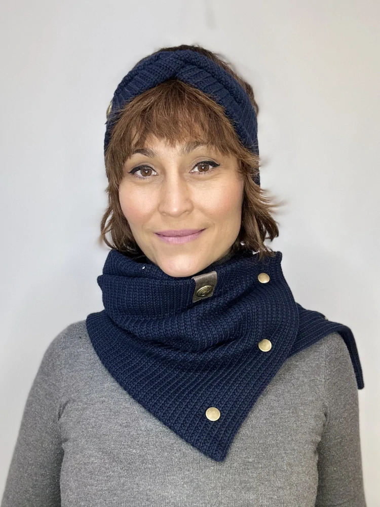 Boho pletená šála - Blue twillight