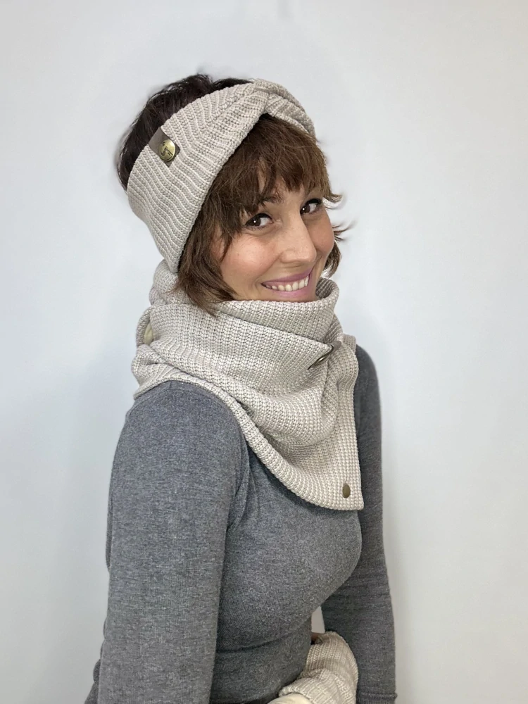 Boho pletená šála - Cappuccino