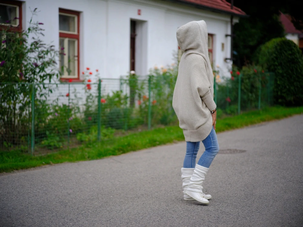Boho pletené návleky na nohy - Snow white
