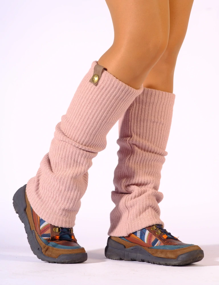 Boho pletené návleky na nohy - Cotton candy