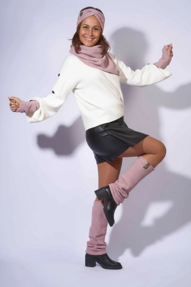Boho pletená čelenka - Cotton candy