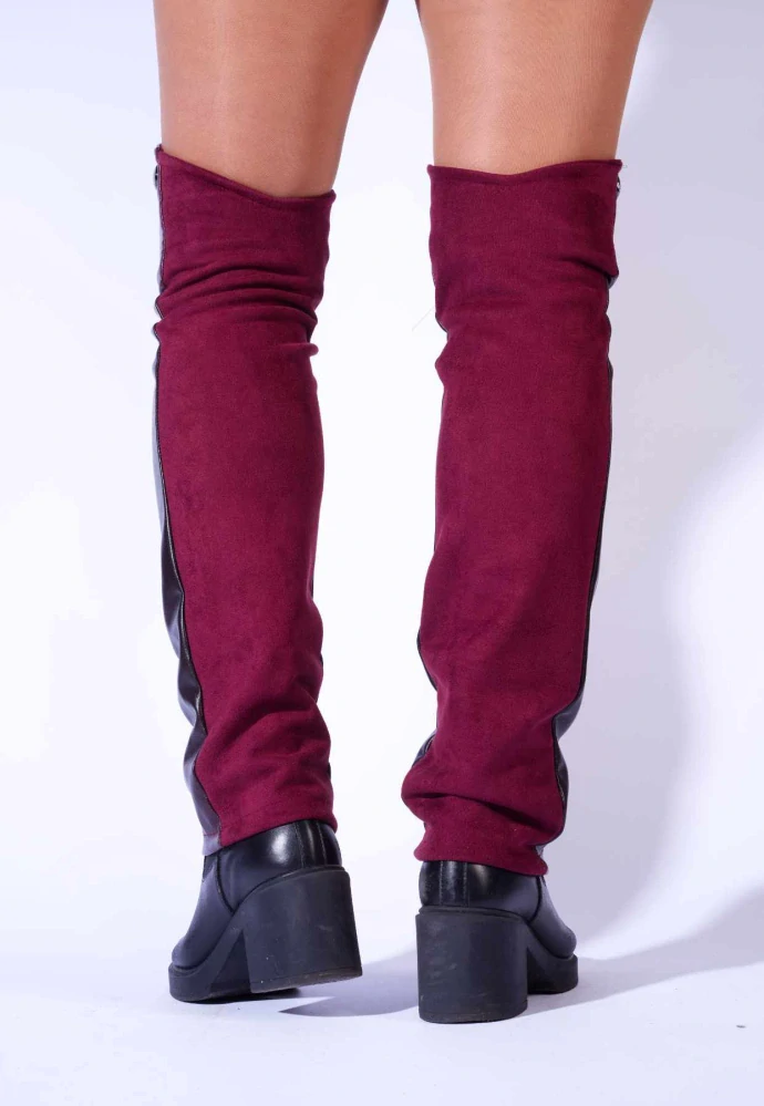Diva - Semišové a kombinované sexy návleky na nohy - Red ombré