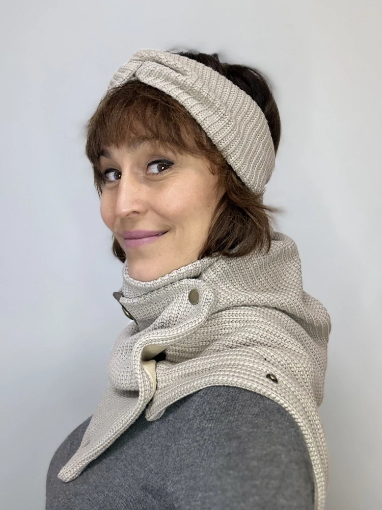 Boho pletená šála - Cappuccino