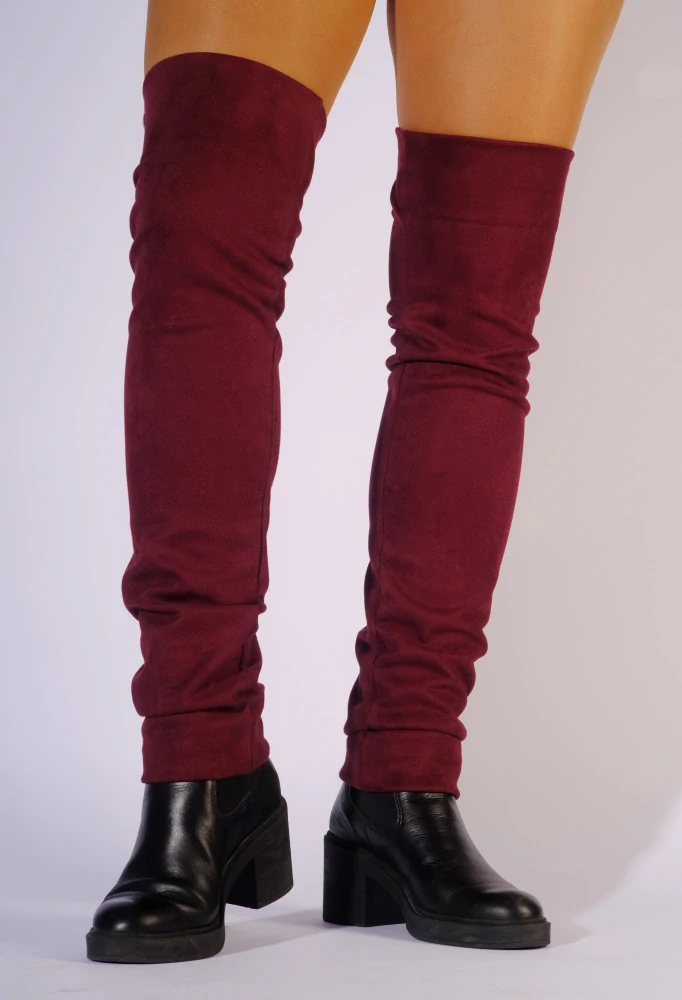 Velvet - Semišové návleky na boty - Merlot