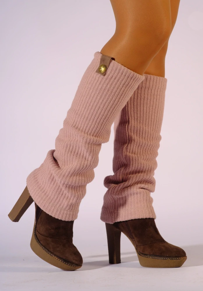 Boho pletené návleky na nohy - Cotton candy
