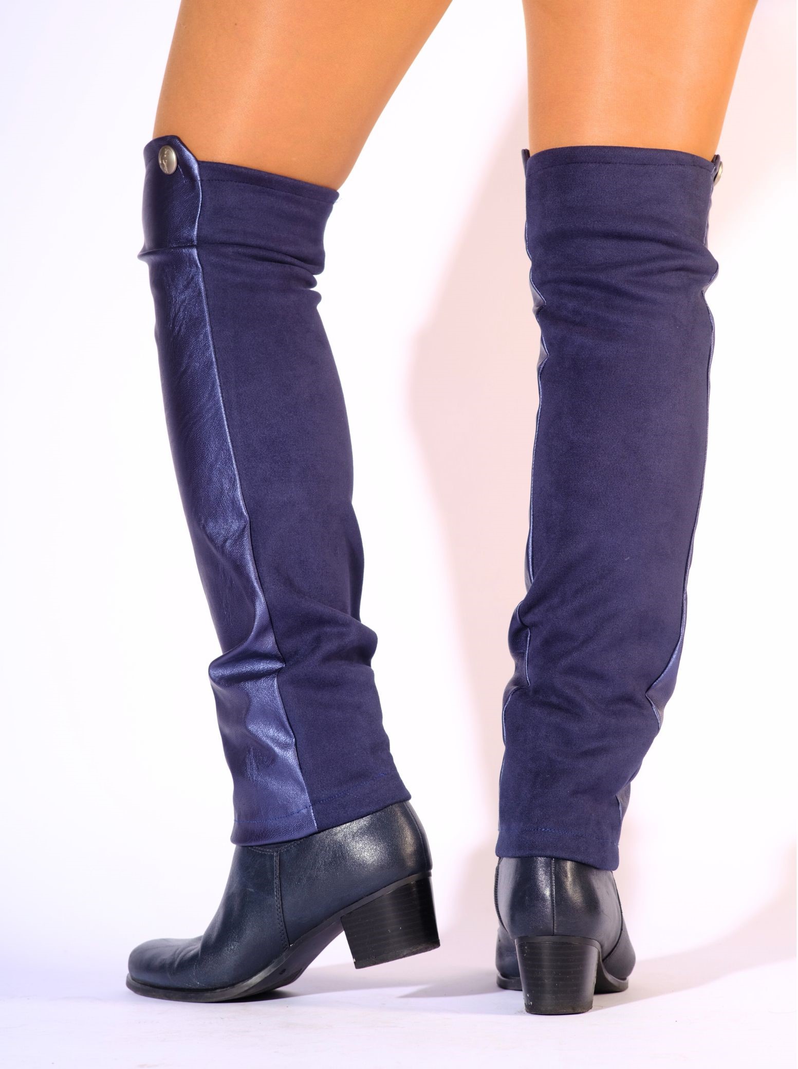 Combi - Elegantní pružné návleky z vegan kůže a semiše - Ocean blue