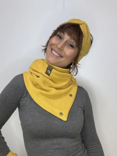 Boho pletená šála - Mustard