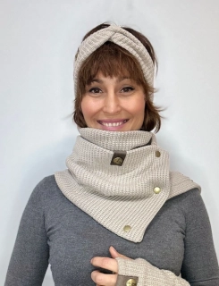 Boho pletená šála - Cappuccino