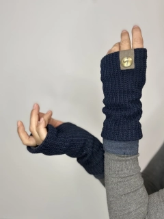 Boho pletené návleky na ruce - Blue twillight