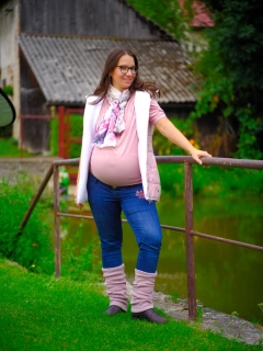 Boho pletené návleky na nohy - Cotton candy