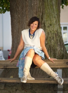 Grace - elegantní kratší zimní návleky - White coffee