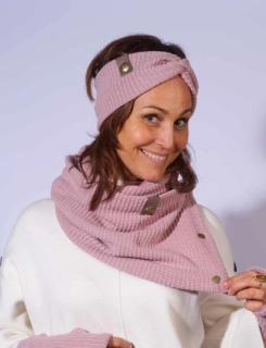 Boho pletená čelenka - Cotton candy